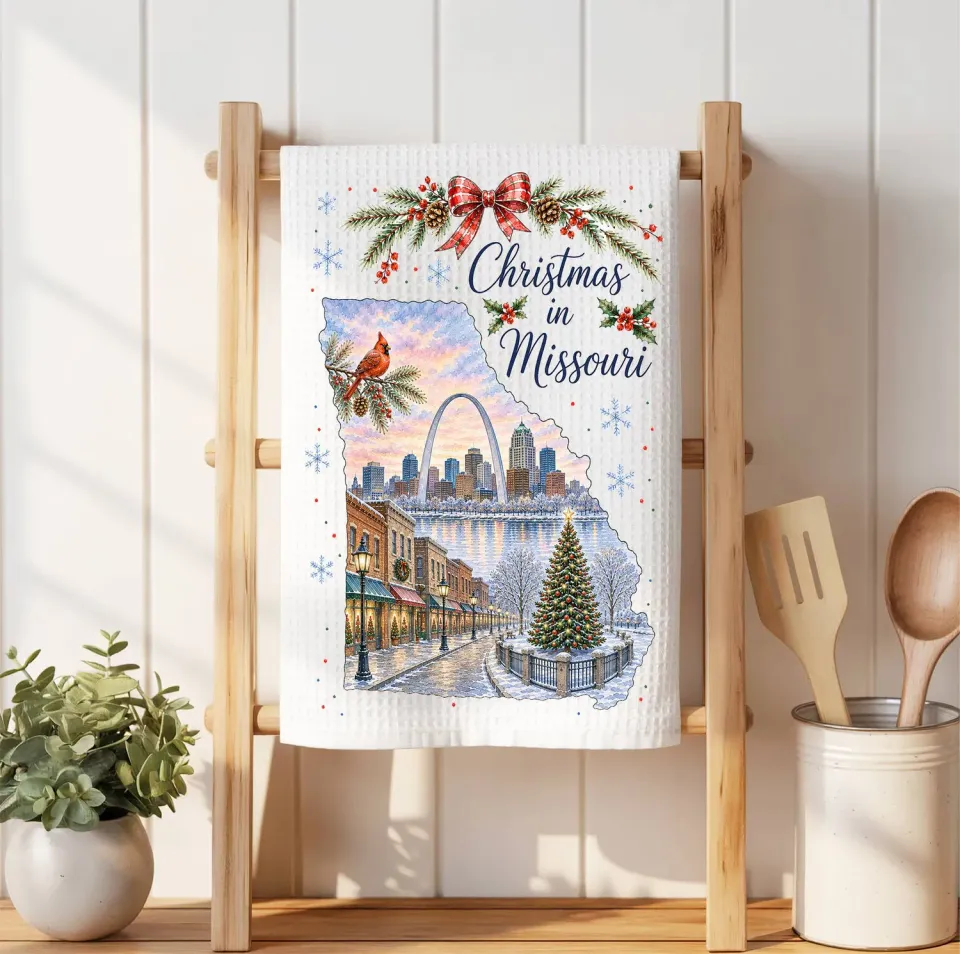 Avery Lane Gifts Christmas in Missouri viskestykke vaffel 41x36 cm