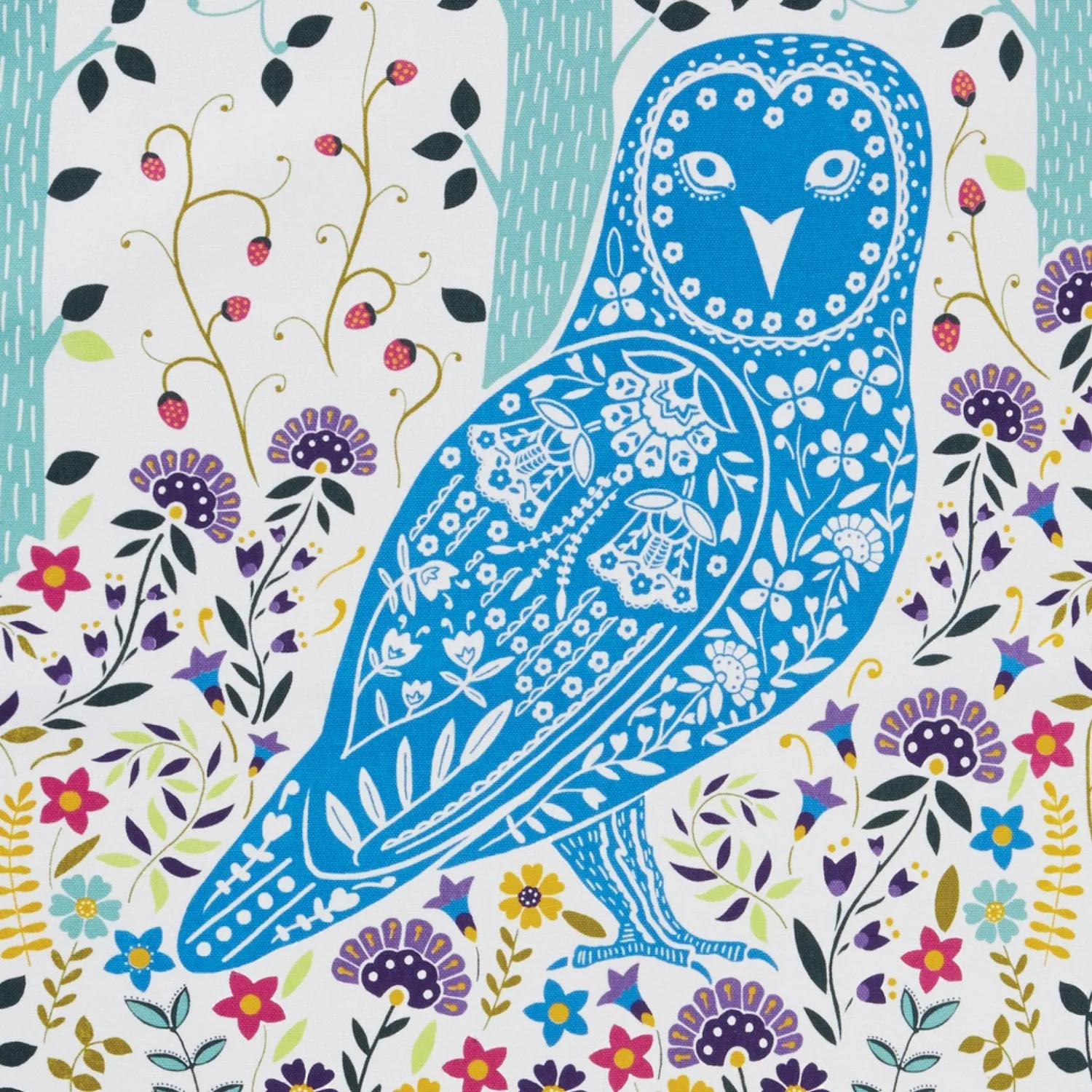 Ulster Weavers Woodland Owl viskestykke blå bomuld