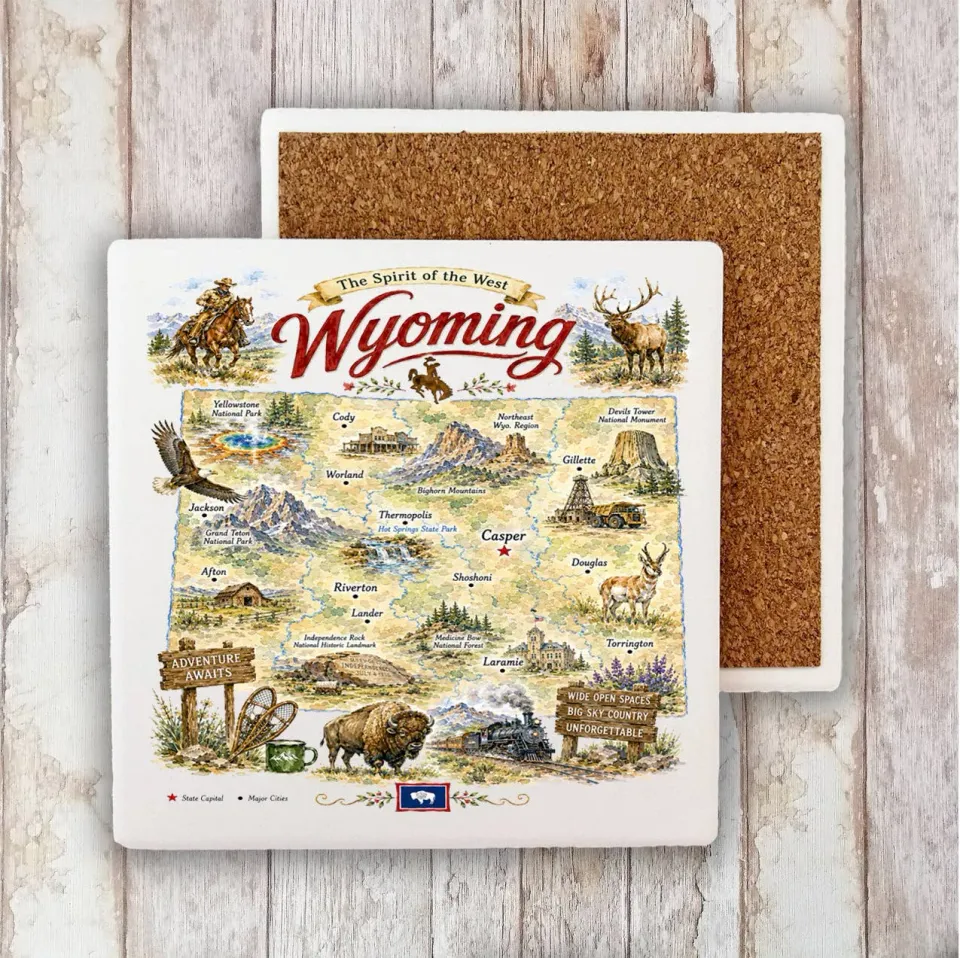 Avery Lane Gifts Wyoming Landmark bordskåner 10 cm sten
