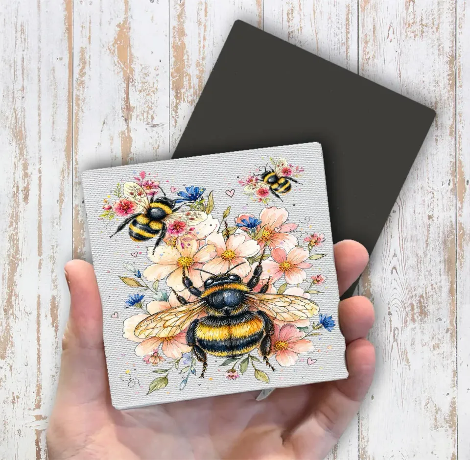 Avery Lane Gifts Watercolor Bees Flowers magnet 10x10 cm