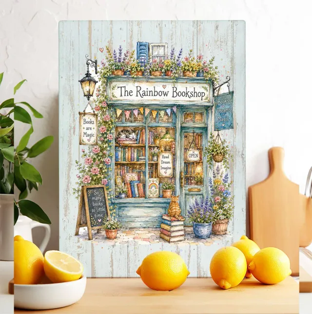 Avery Lane Gifts Whimsical Bookstore skærebræt glas 28x38 cm