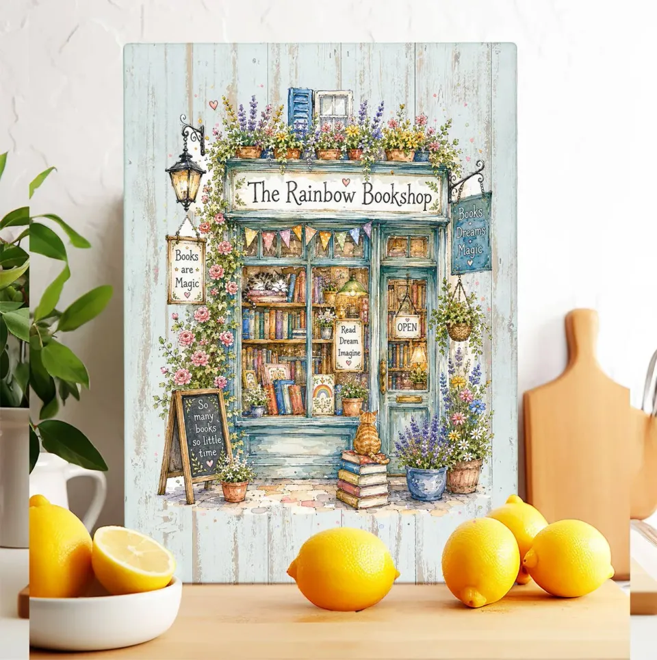 Avery Lane Gifts Whimsical Bookstore skærebræt glas 28x38 cm