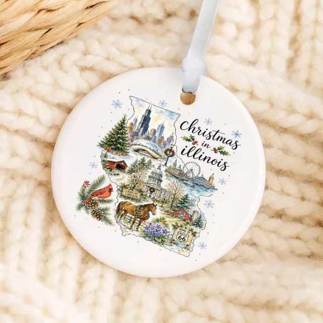 Avery Lane Gifts Illinois julepynt porcelæn 7,6 cm