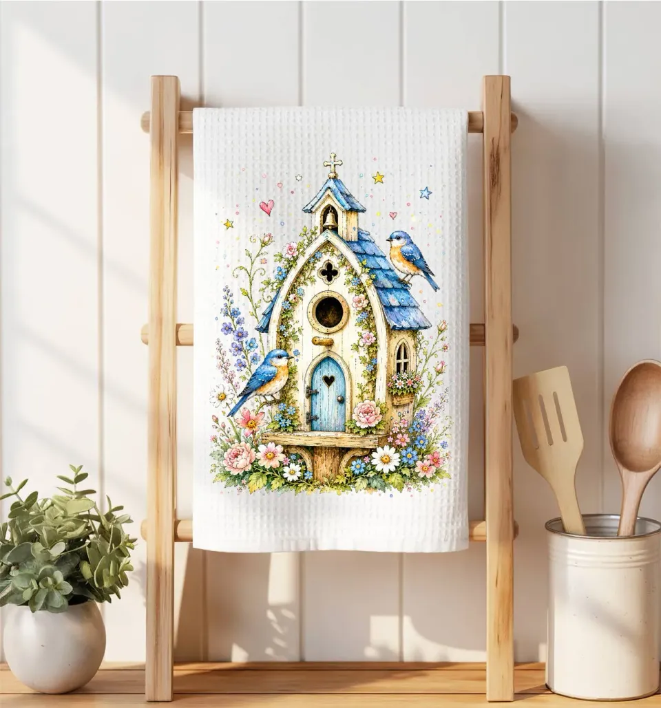Avery Lane Gifts Birdhouse vaffelhåndklæde mikrofiber