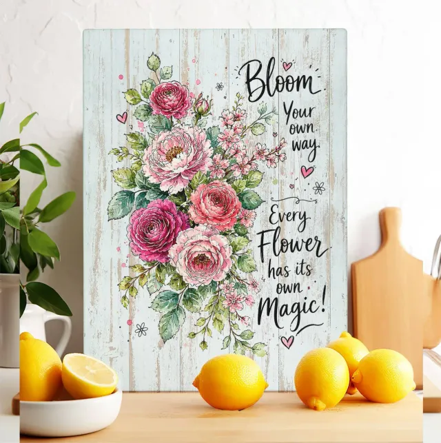 Avery Lane Gifts Bloom Roses skærebræt glas 28x38