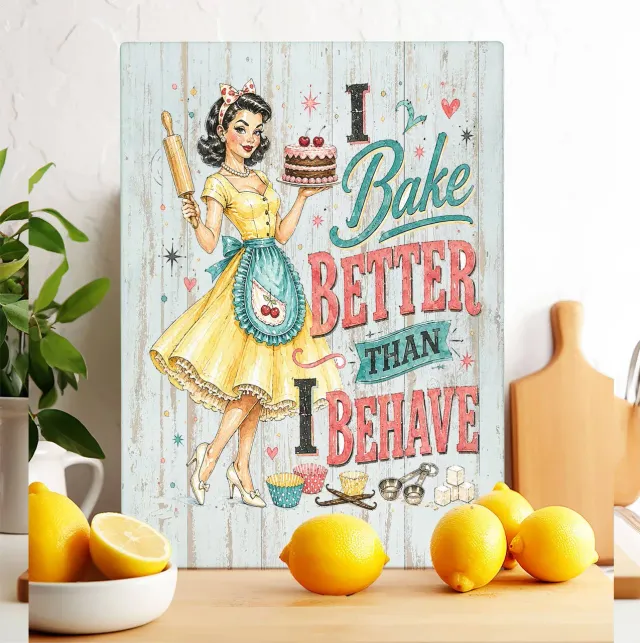 Avery Lane Gifts I Bake Better than I Behave skærebræt 28x38