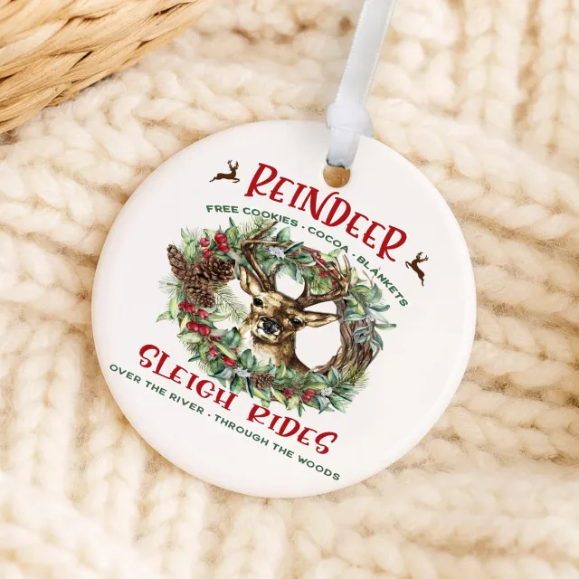 Avery Lane Gifts Reindeer Sleigh julepynt porcelæn 7,6 cm