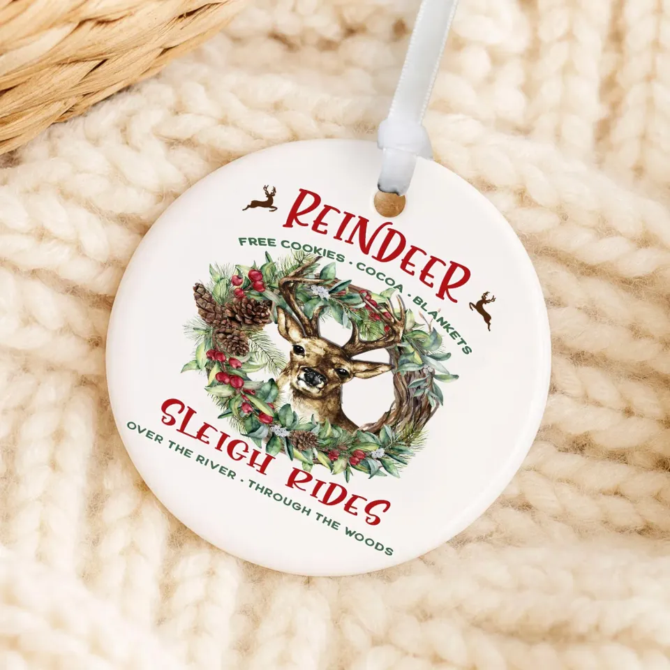 Avery Lane Gifts Reindeer Sleigh julepynt porcelæn 7,6 cm