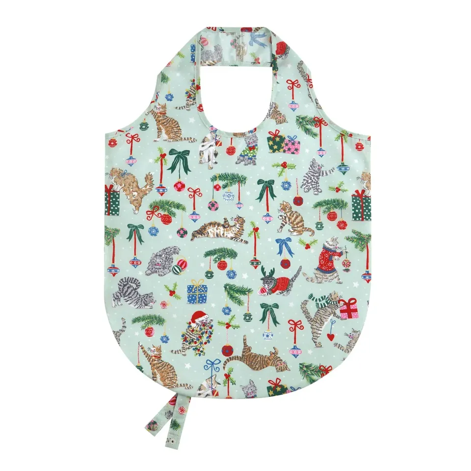 Ulster Weavers Christmas Cats mulepose foldbar seafoam