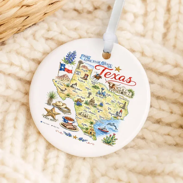 Avery Lane Gifts Texas State Map ornament porcelæn 7,6 cm
