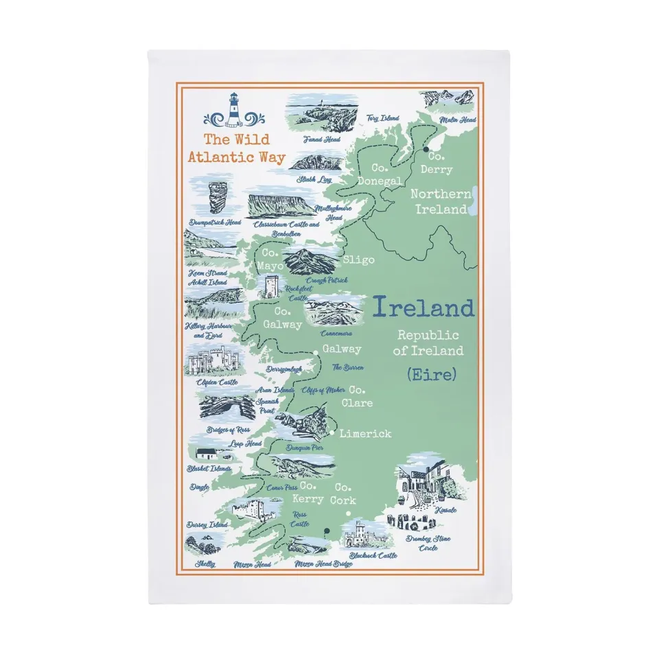 Ulster Weavers Wild Atlantic Way viskestykke grøn bomuld