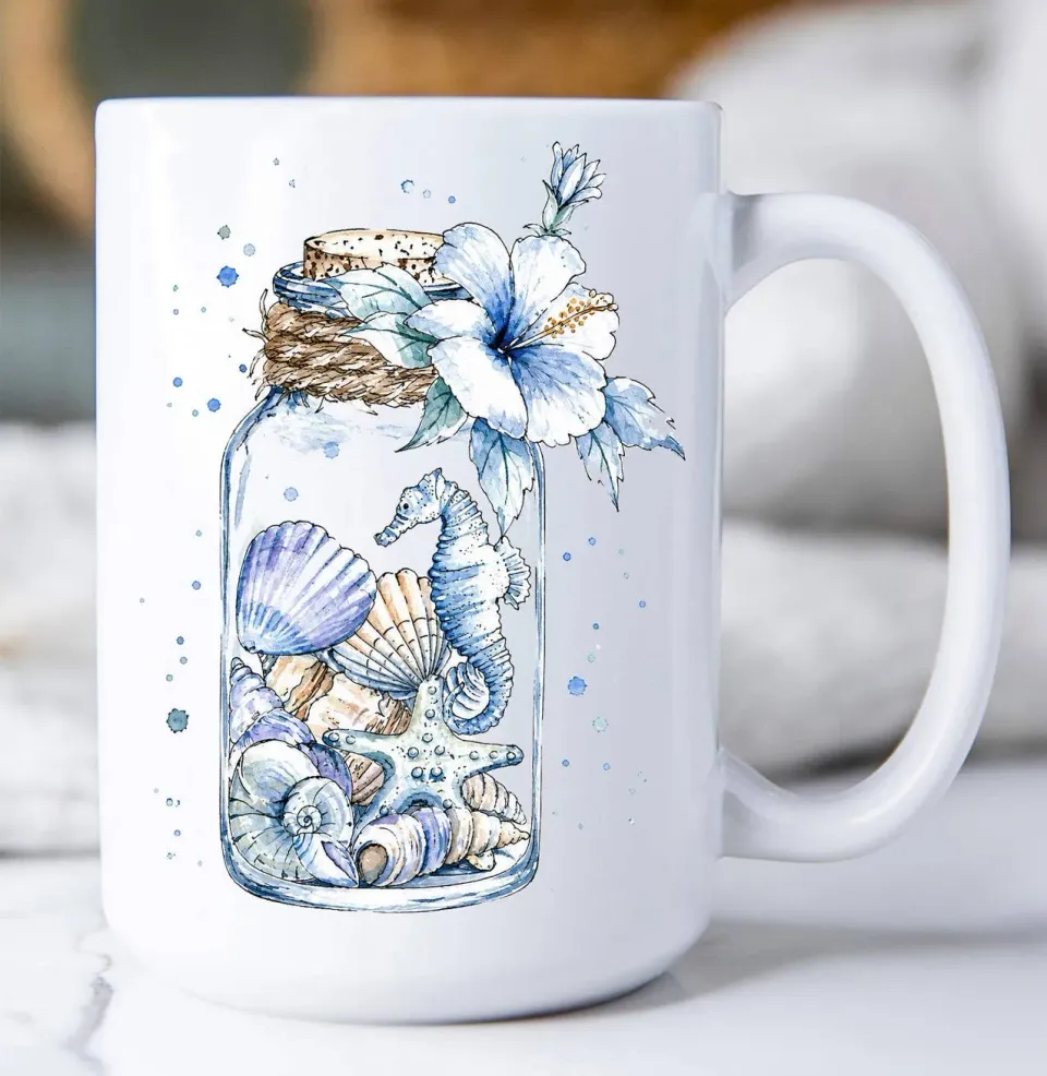 Avery Lane Gifts Sea Shells krus hvid 44 cl keramik