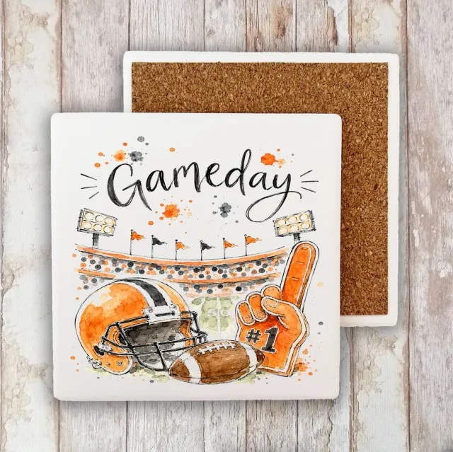 Avery Lane Gifts Gameday Football bordskåner 10 cm orange