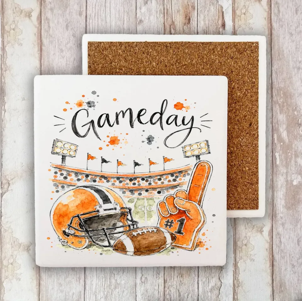 Avery Lane Gifts Gameday Football bordskåner 10 cm orange