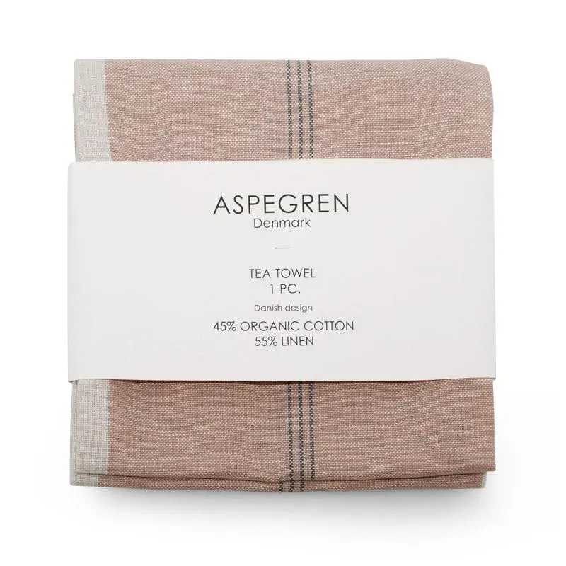 AspEgren Pinstripes viskestykke Latte 50x70 cm hørbomuld