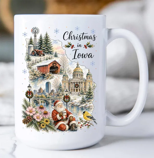 Avery Lane Gifts Christmas Iowa krus keramik 443 ml jul