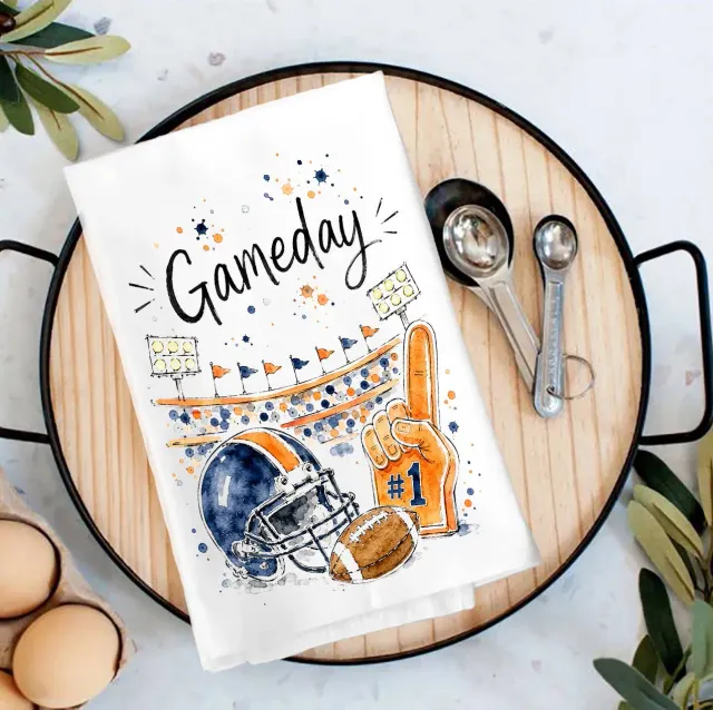 Avery Lane Gifts Gameday Football Navy Orange viskestykke