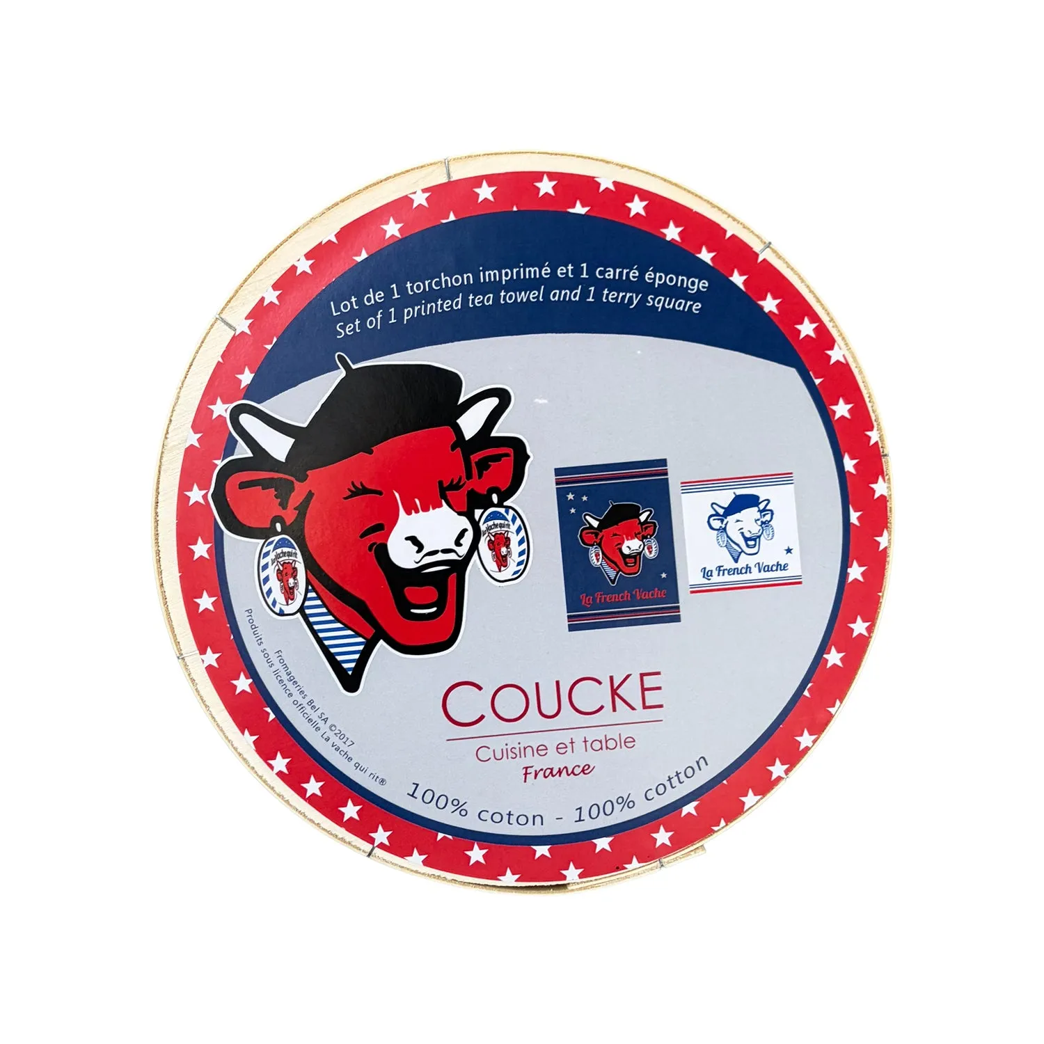 Coucke La French Laughing Cow viskestykkesæt blå bomuld
