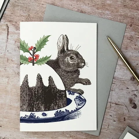 Thornback & Peel Christmas Pudding julekort blankt indvendig