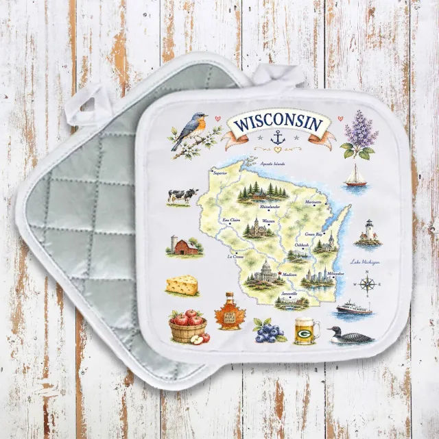 Avery Lane Gifts Wisconsin Map grydelap 20x20 cm quiltet