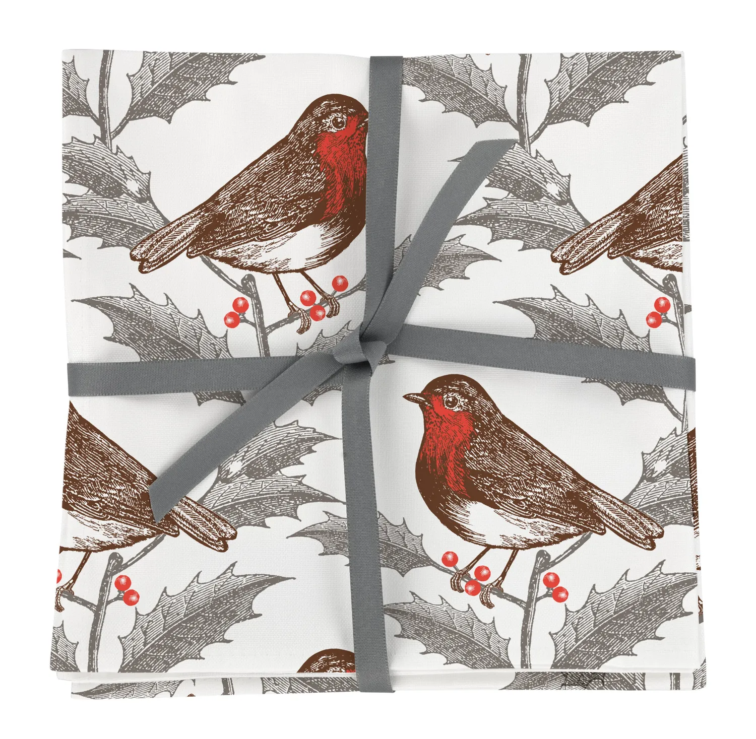 Thornback & Peel Robin & Holly servietter 4 stk bomuld