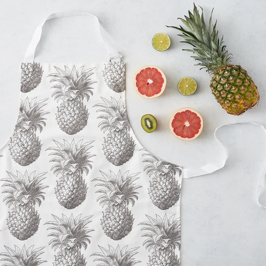Thornback & Peel Pineapple forklæde grå bomuld 80cm
