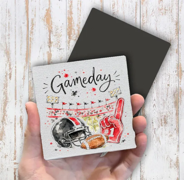 Avery Lane Gifts Gameday Football magnet 10x10 cm sort rød
