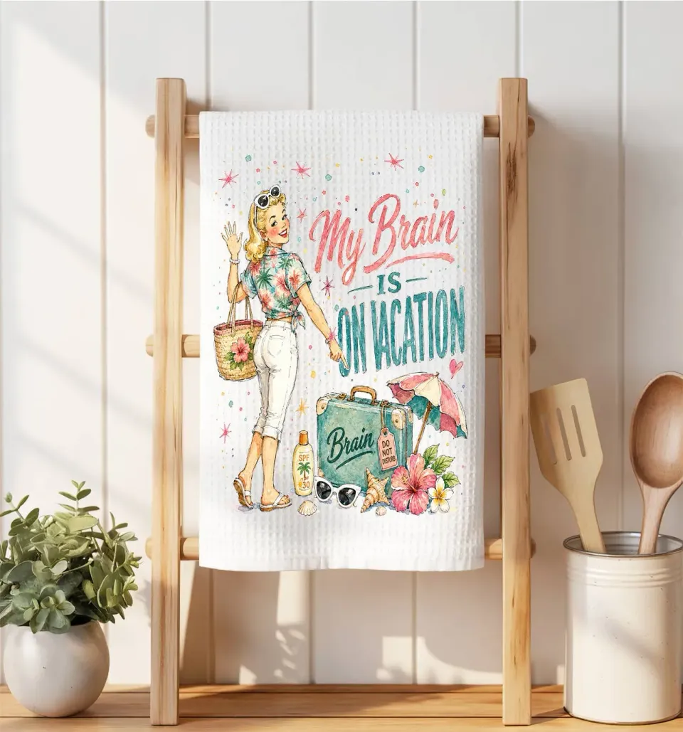 Avery Lane Gifts My Brain is on Vacation viskestykke vaffel