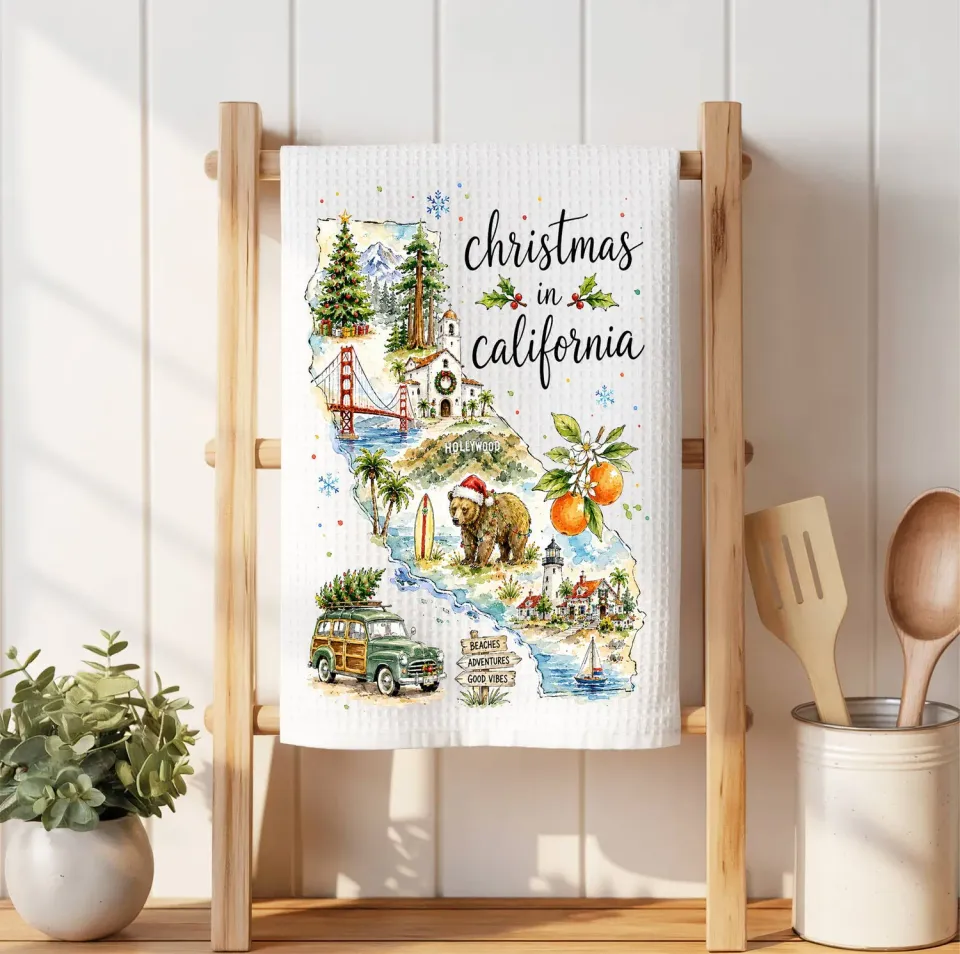 Avery Lane Gifts Christmas in California viskestykke vaffel
