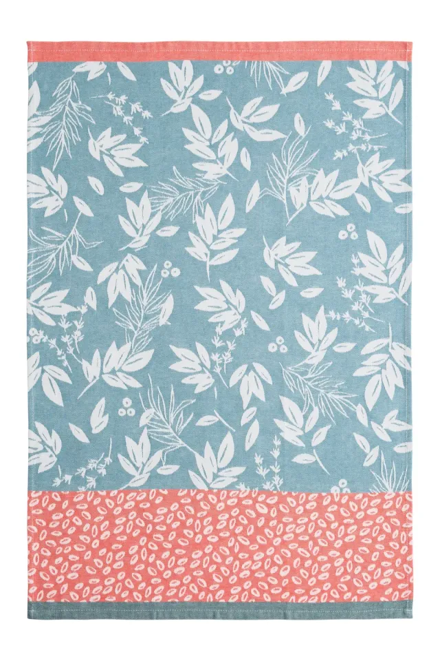 Coucke Blue Foliage viskestykke blå 50x75 cm bomuld