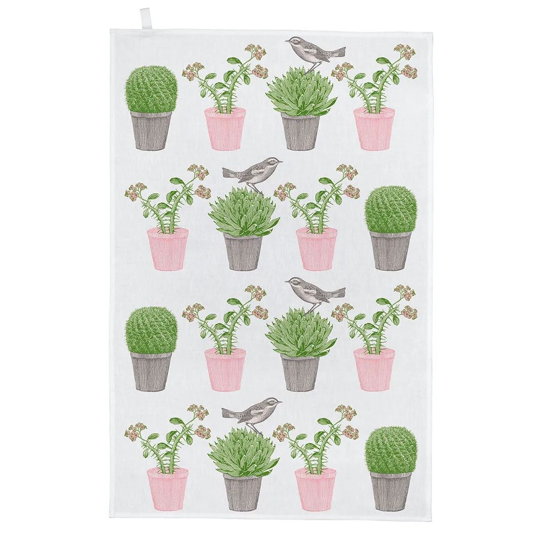 Thornback & Peel Cactus & Bird viskestykke hvid 50x70 cm