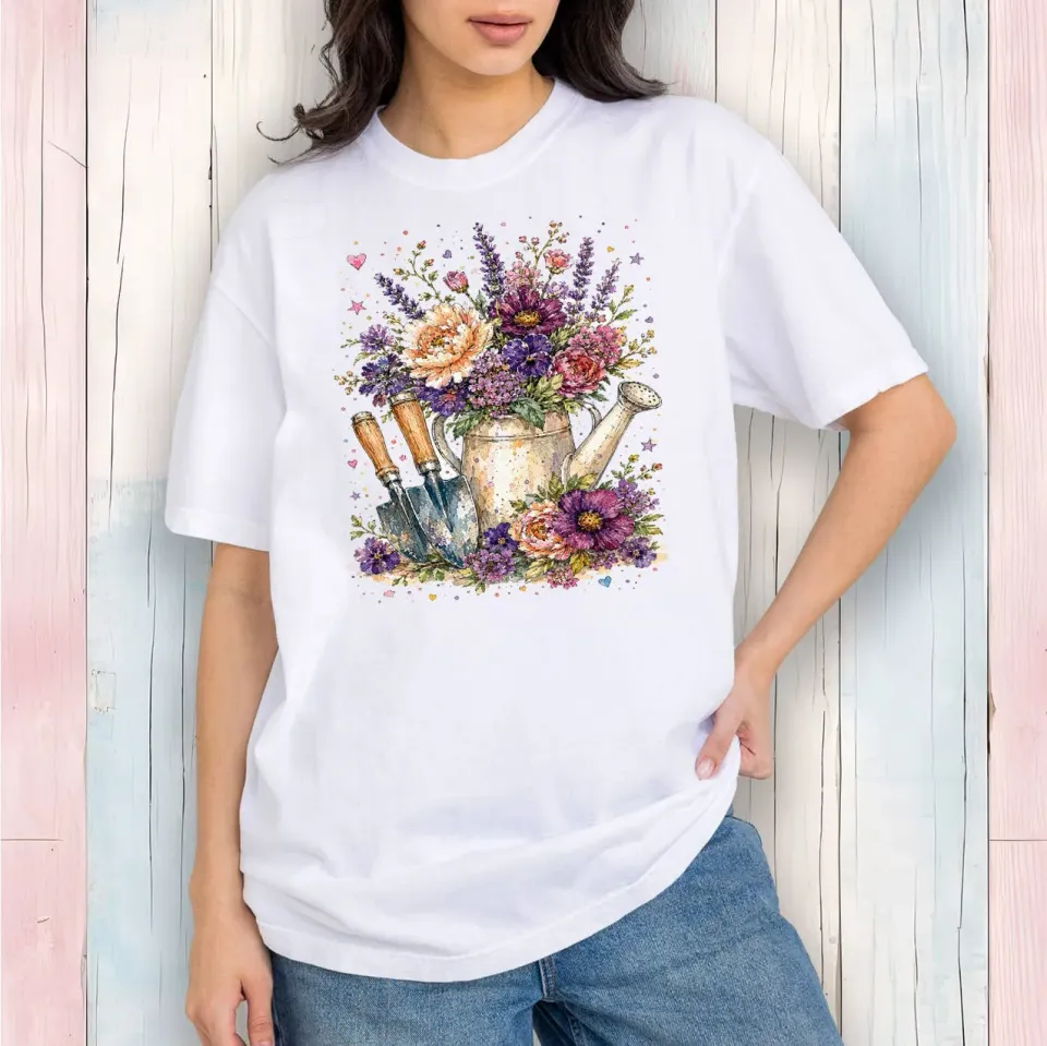Avery Lane Gifts Watercolor Flower T-shirt hvid bomuld