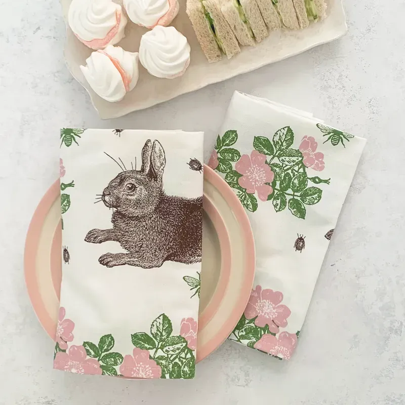 Thornback & Peel Rabbit & Rose stofserviet 45x45
