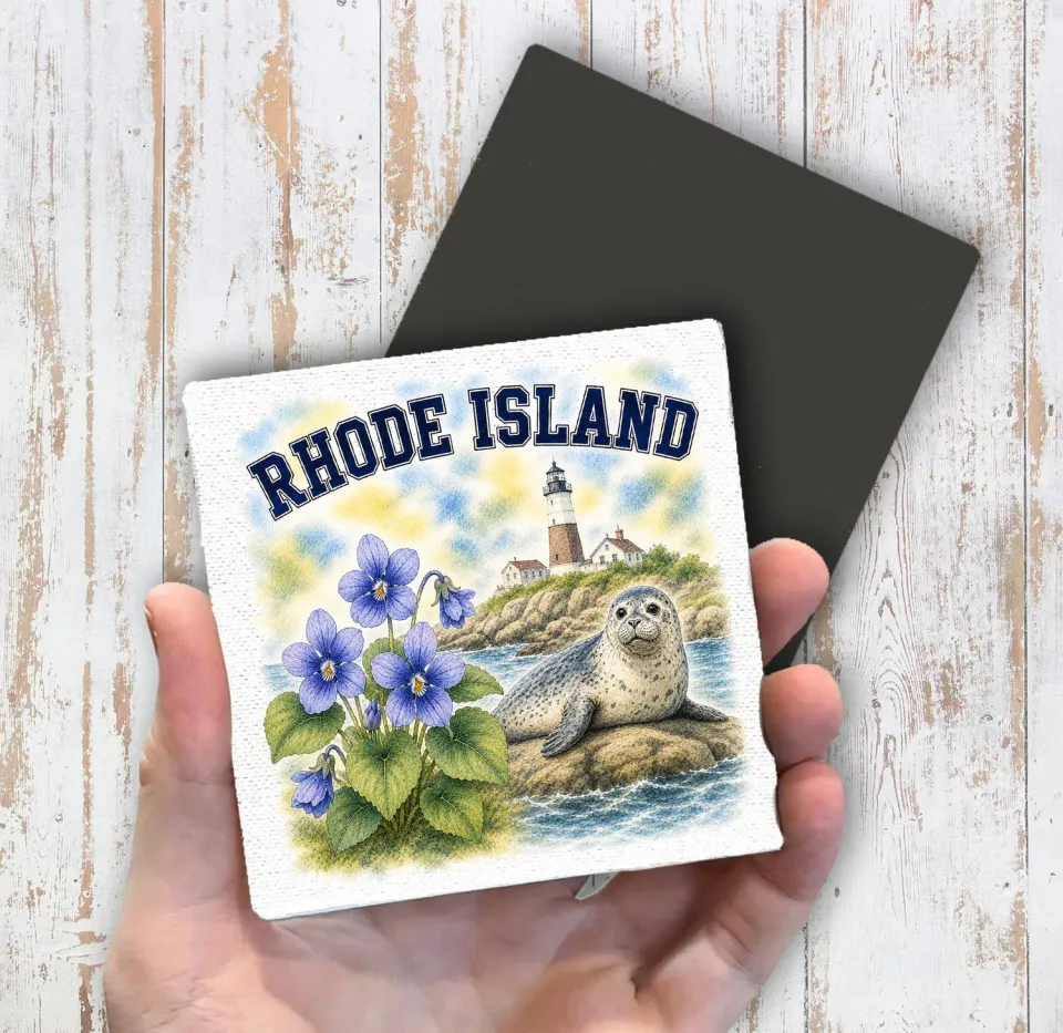 Avery Lane Gifts Rhode Island køleskabsmagnet 10x10 cm