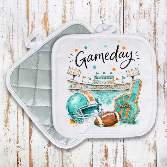 Avery Lane Gifts Gameday grydelap 20x20 cm aqua-orange