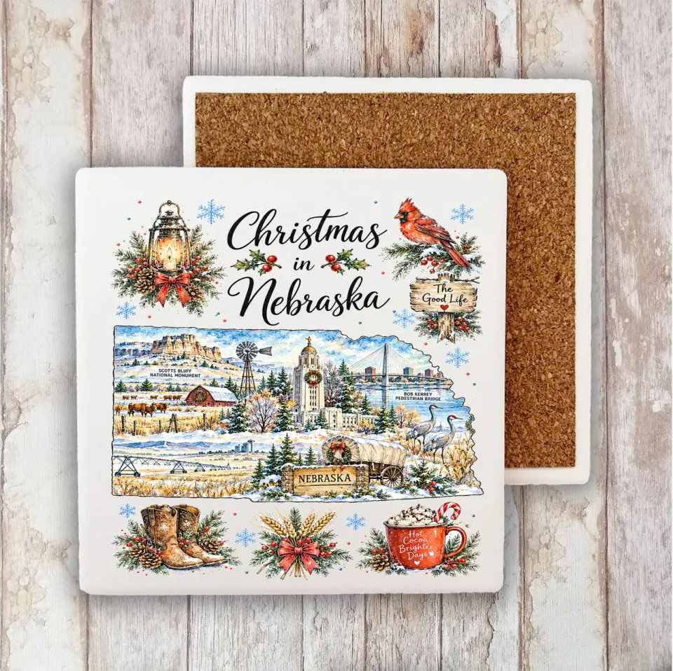Avery Lane Gifts Christmas Nebraska bordskåner sten 10x10 cm