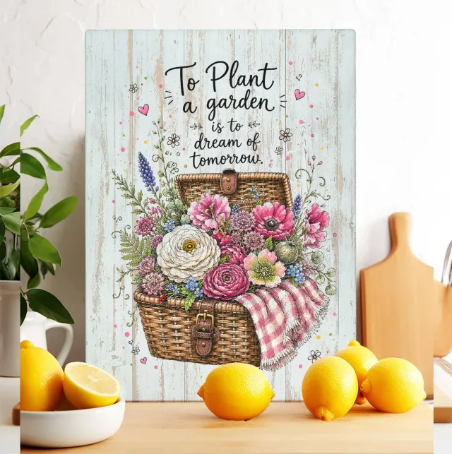 Avery Lane Gifts Plant a Garden skærebræt glas 28 x 38 cm