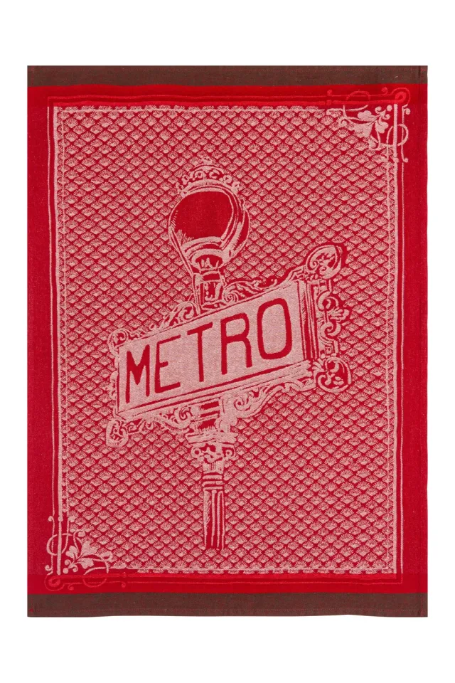 Coucke Metro Sign viskestykke rød 50x75 cm jacquard