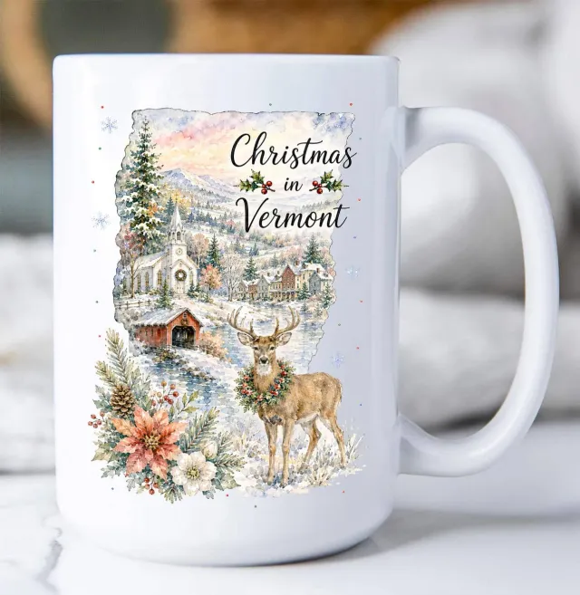 Avery Lane Gifts Christmas in Vermont krus 443 ml hvid keramik