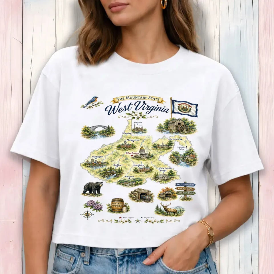 Avery Lane Gifts West Virginia cropped t-shirt hvid bomuld M