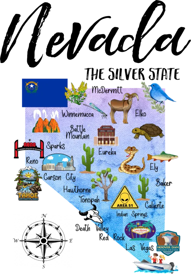 Avery Lane Gifts Nevada State Map souvenir kortmotiv gave