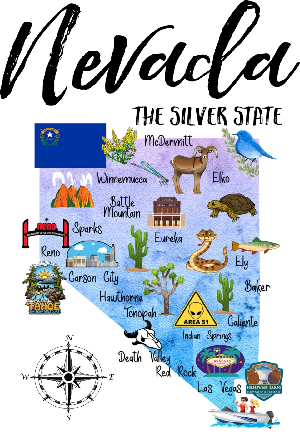 Avery Lane Gifts Nevada State Map souvenir kortmotiv gave