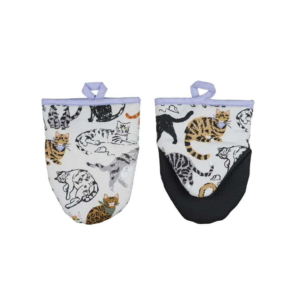Ulster Weavers Feline Friends grydelapper par grå bomuld