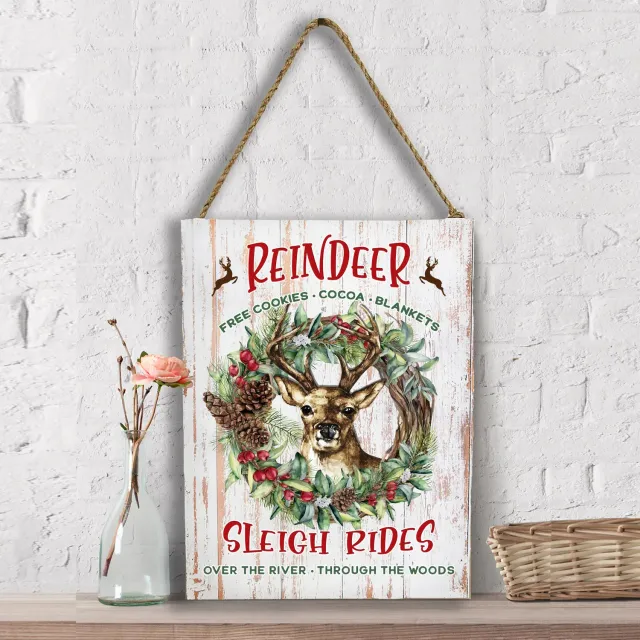 Avery Lane Gifts Reindeer Sleigh Rides vægskilt 30x40 cm