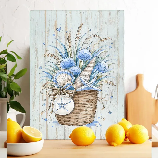 Avery Lane Gifts Coastal Blue skærebræt glas 28x38 cm