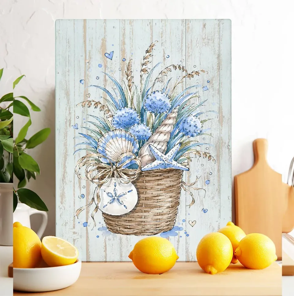 Avery Lane Gifts Coastal Blue skærebræt glas 28x38 cm