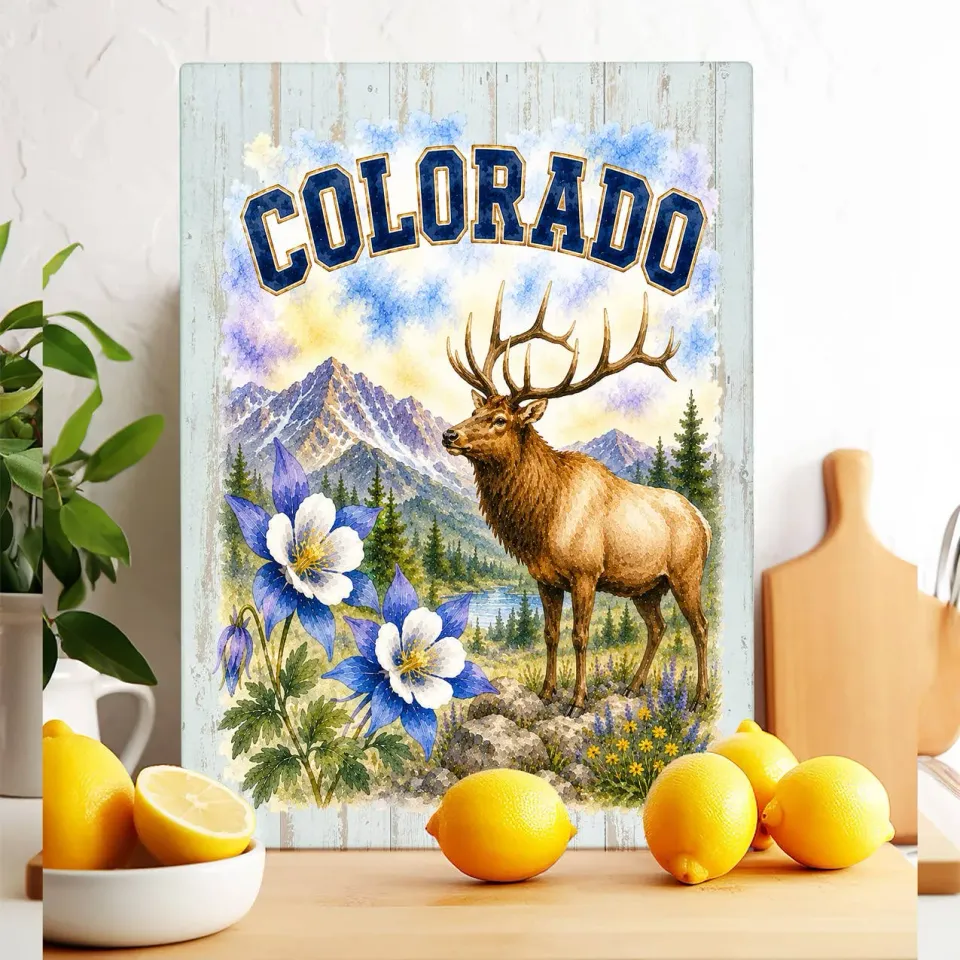 Avery Lane Gifts Colorado skærebræt glas 28x38 cm dyr