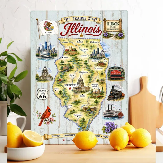 Avery Lane Gifts Illinois skærebræt i glas 28x38 cm