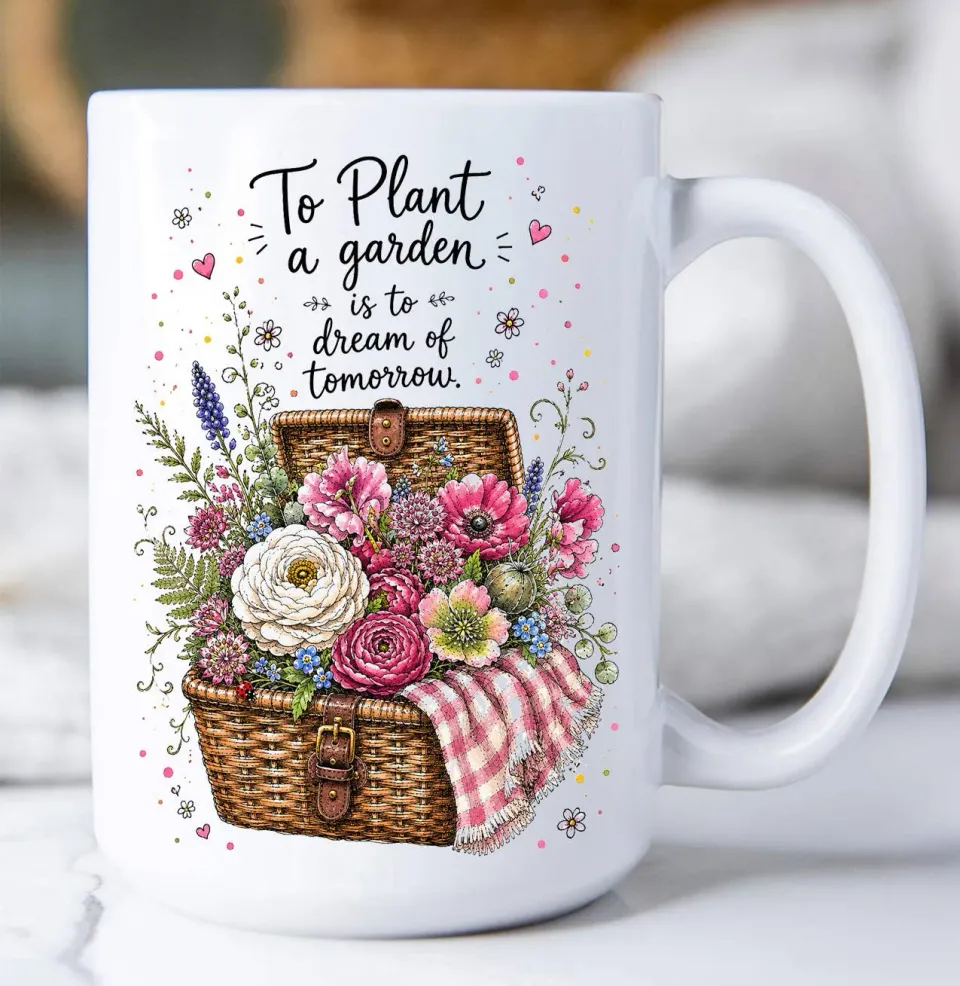 Avery Lane Gifts Plant Garden Krus hvid keramik 443 ml