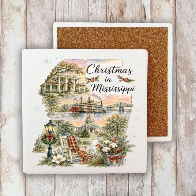 Avery Lane Gifts Christmas Mississippi coaster sten 10x10 cm